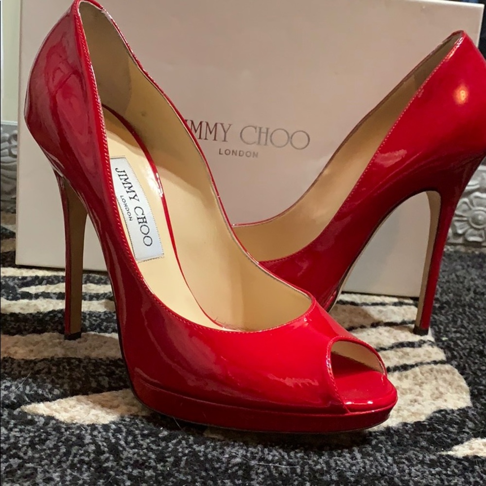 Jimmy Choo Patent Leather Pumps in RED